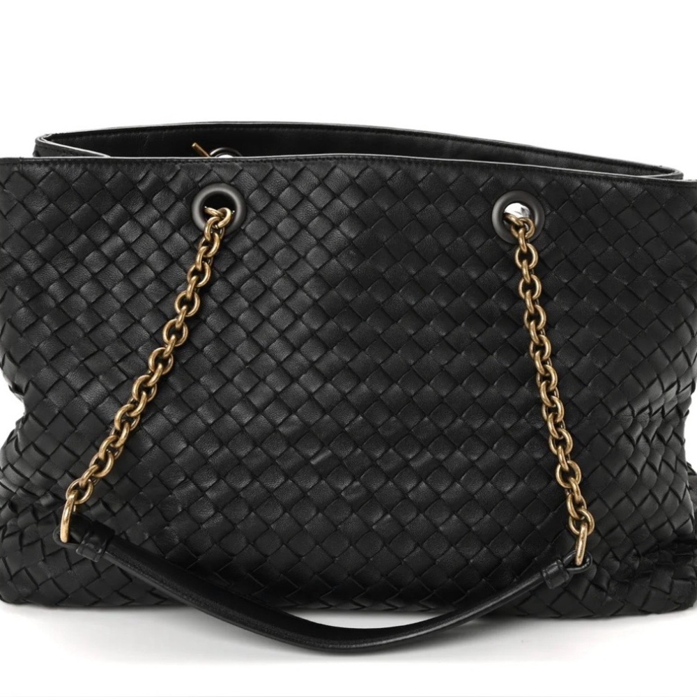 Bottega Veneta Intrecciato Tote Bag Leather Black